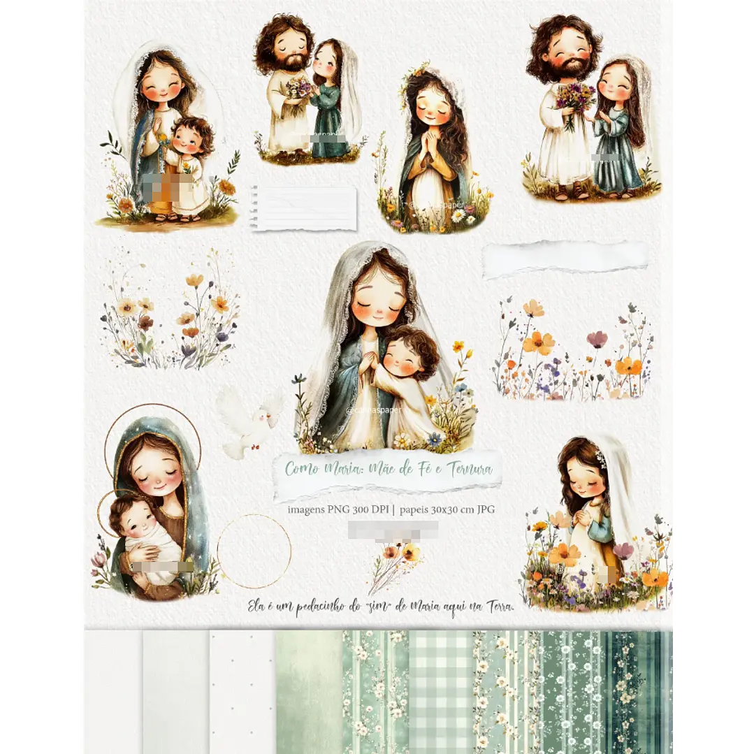 Kit Digital Maria Mãe de Fé e Ternura em Png  1