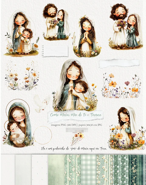 Kit Digital Maria Mãe de Fé e Ternura em Png 