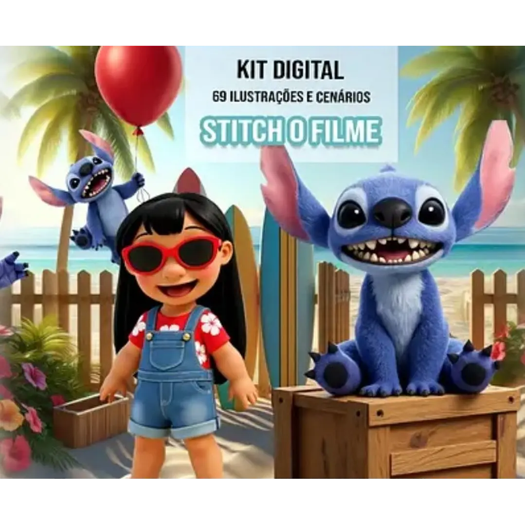Kit Digital Stitch o Filme em Png 1