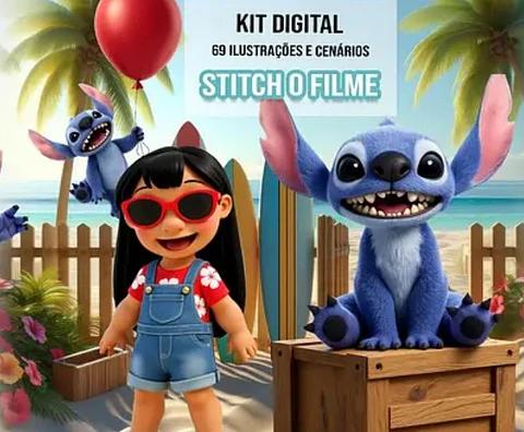 Kit Digital Stitch o Filme em Png