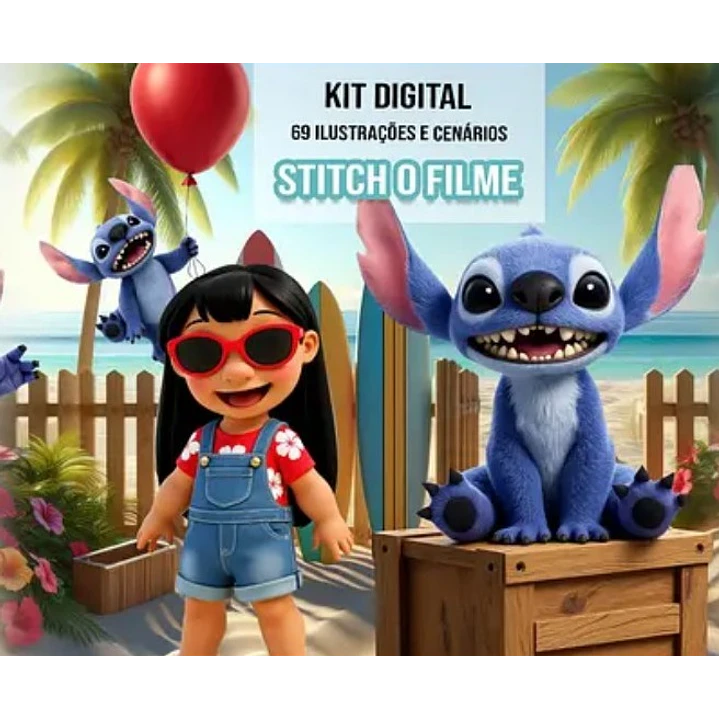Kit Digital Stitch o Filme em Png 1