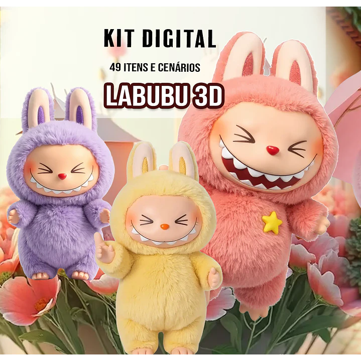 Kit Digital Labubu 3d em Png 1