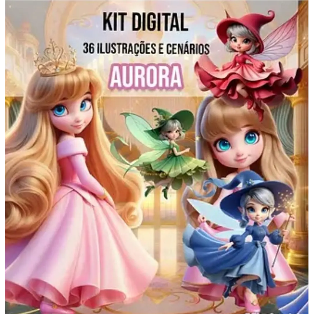 Kit Digital Princesa Aurora em Png  1