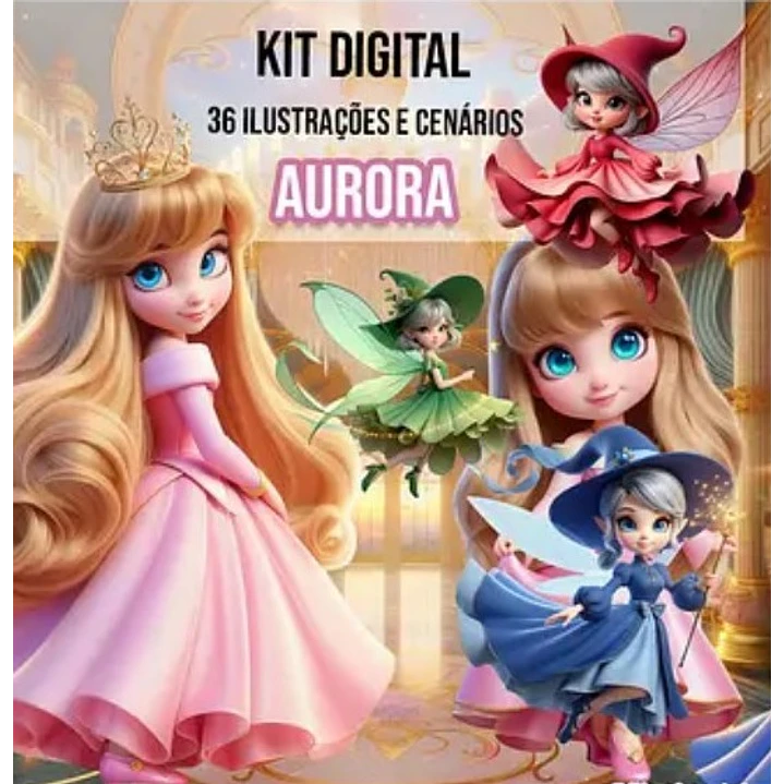 Kit Digital Princesa Aurora em Png  1
