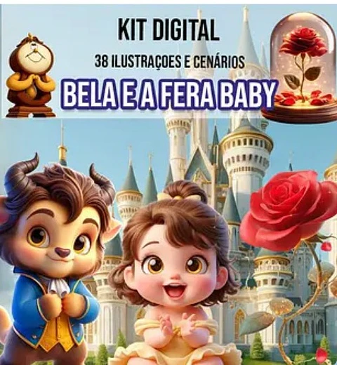 Kit Digital Bela e a Fera Baby em Png 