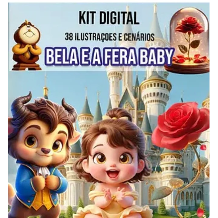 Kit Digital Bela e a Fera Baby em Png  1
