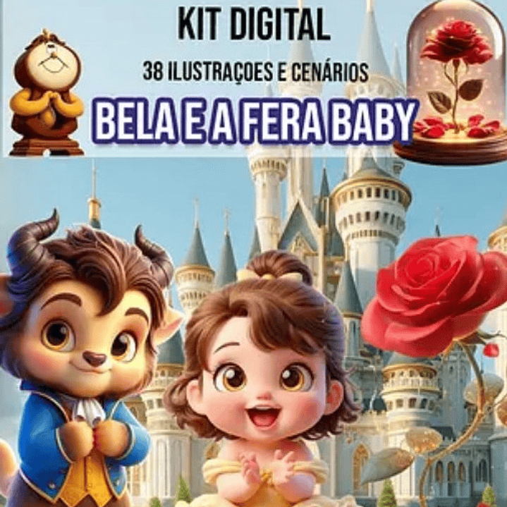 Kit Digital Bela e a Fera Baby em Png  1