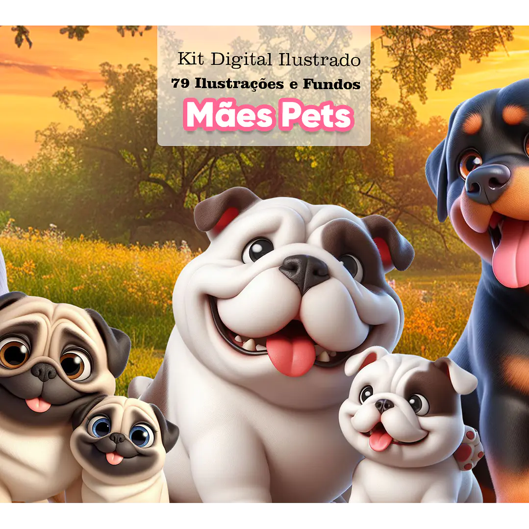 Kit Digital Mães Pets em Png 1