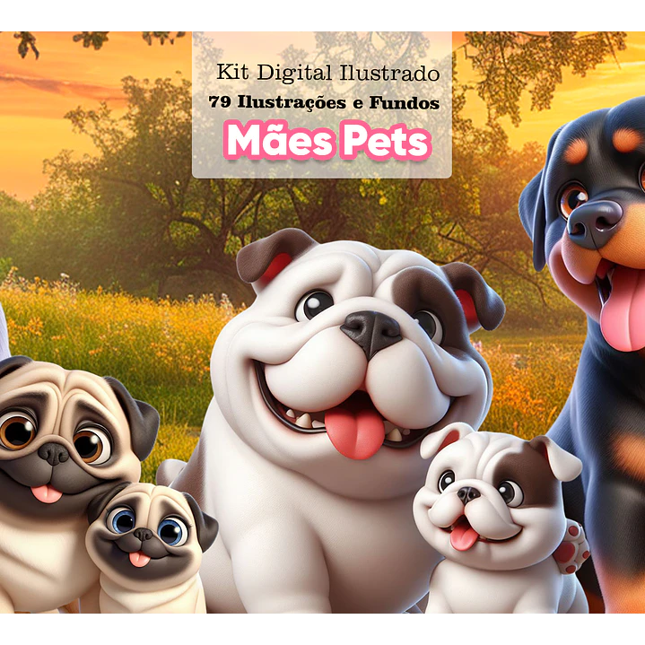 Kit Digital Mães Pets em Png 1