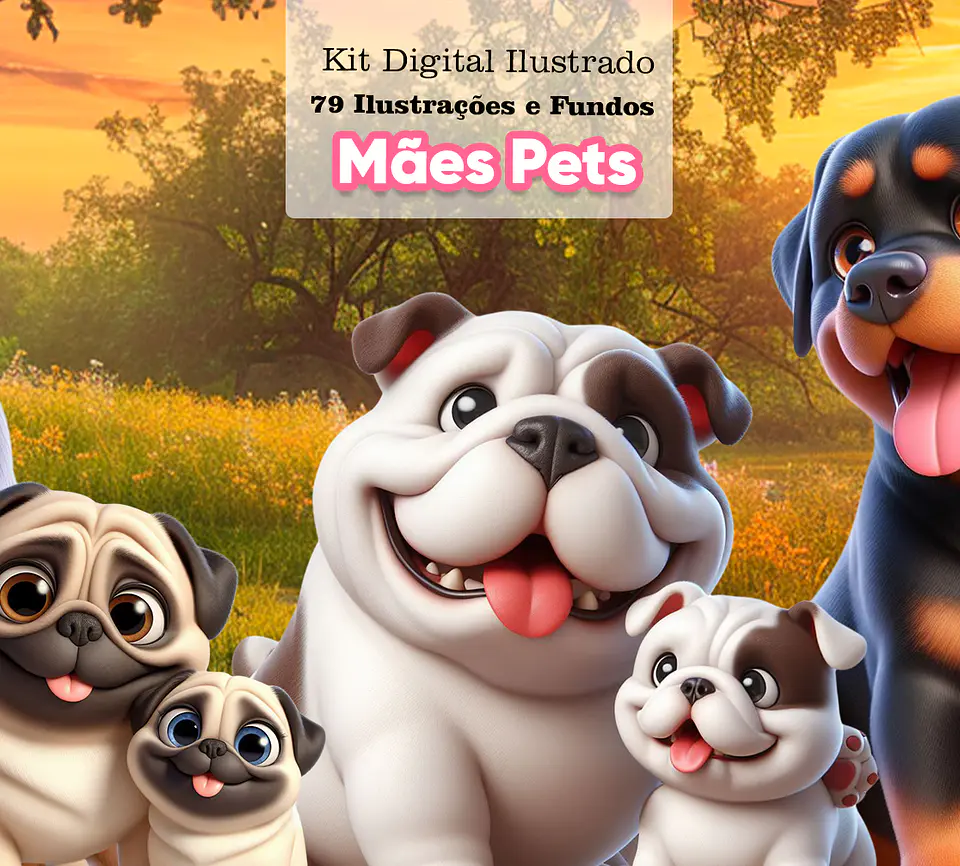 Kit Digital Mães Pets em Png 1