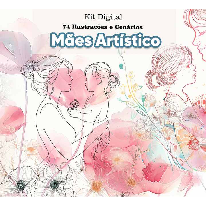 Kit Digital Dia das Mães Linhas em Png 1