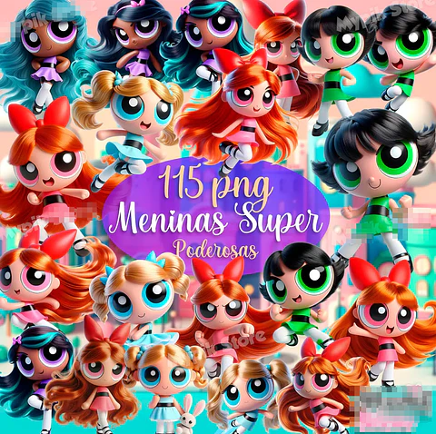 Kit Digital Meninas Super Poderosas em Png 
