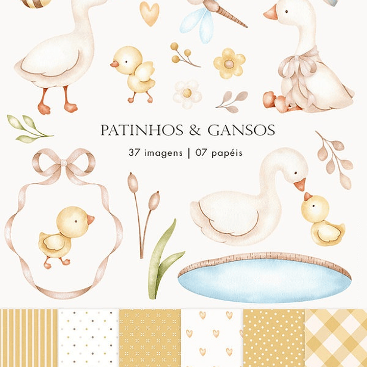 Kit Digital Patinhos & Gansos Amarelinho em Png  1