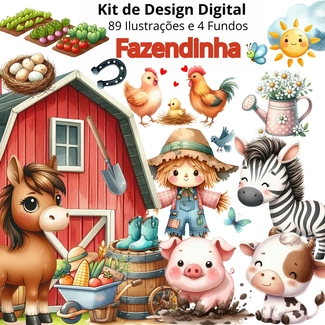 Kit Digital Fazendinha em Png 1