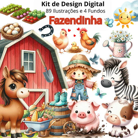 Kit Digital Fazendinha em Png