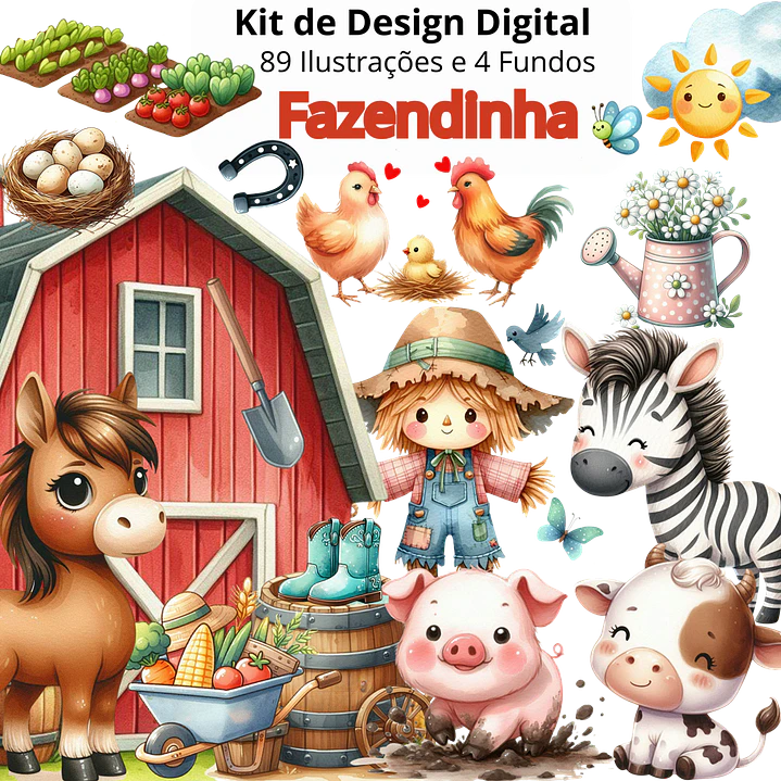 Kit Digital Fazendinha em Png 1