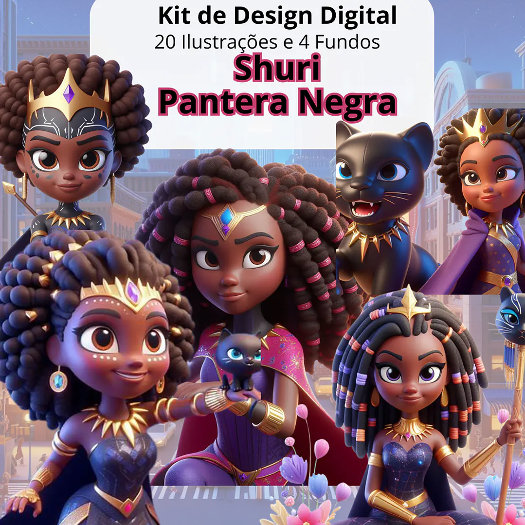 Kit Digital Shuri Pantera Negra em Png 1