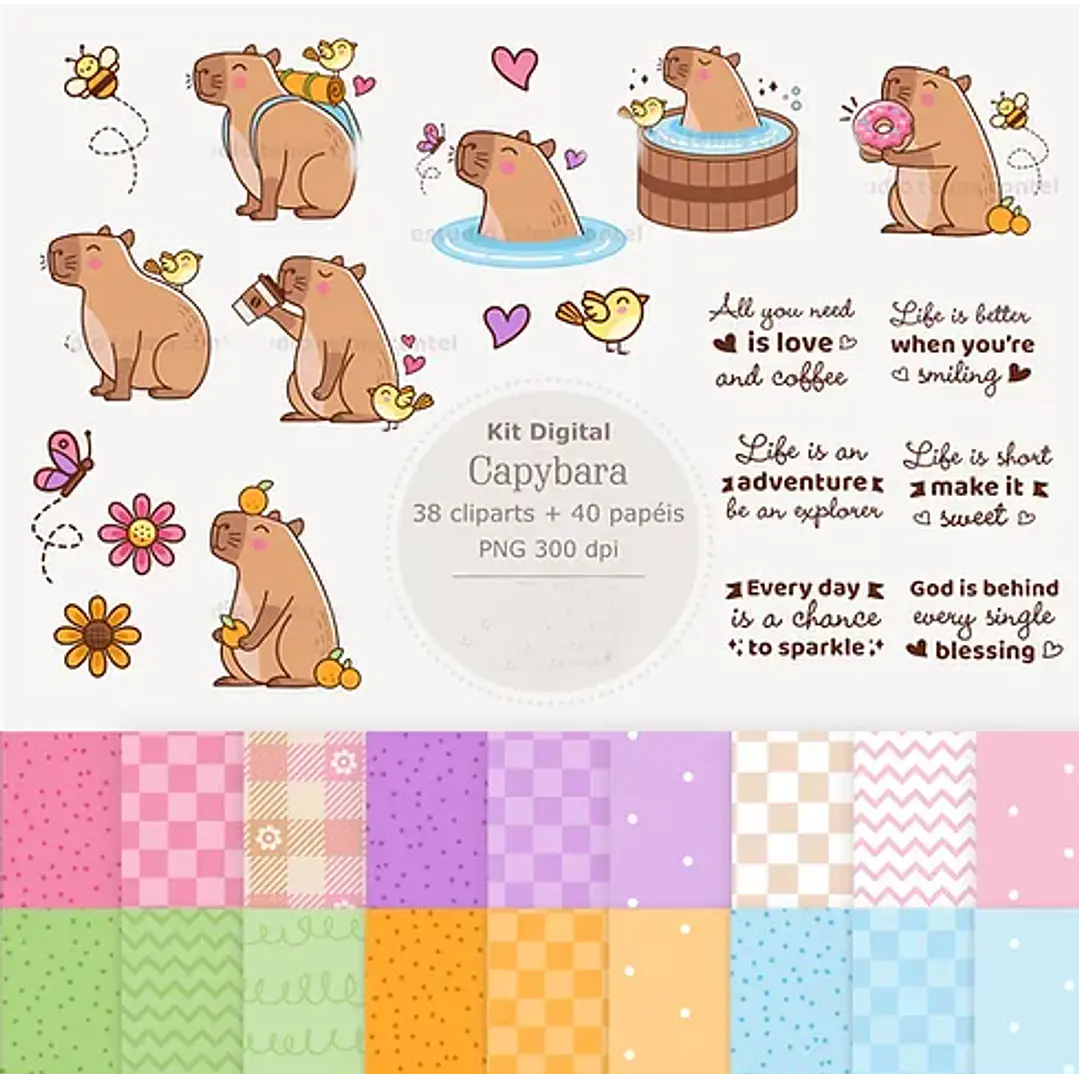 Kit Digital Capivara em Png 1