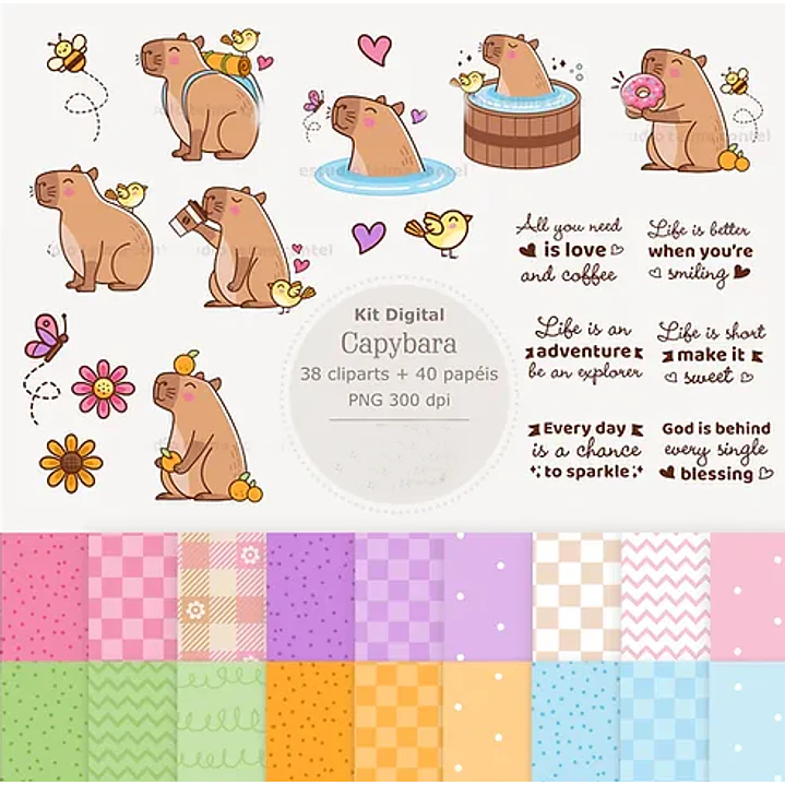 Kit Digital Capivara em Png 1