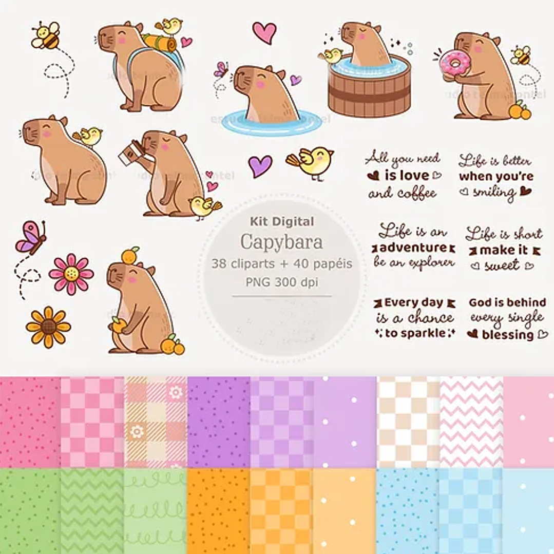 Kit Digital Capivara em Png 1