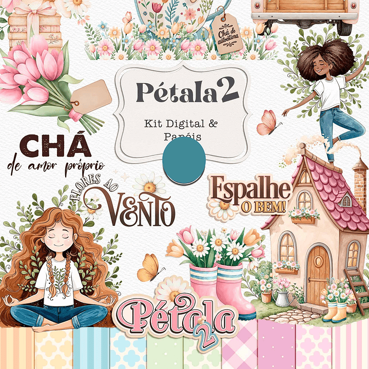 Kit Digital Petálas Frases Motivacional em Png  1