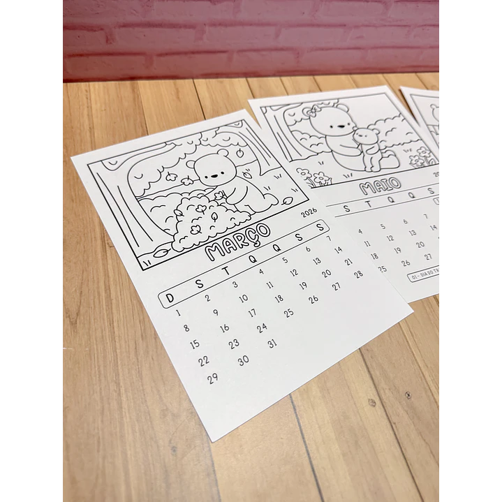 Kit Digital Calendário para Colorir Bobie Goods 2026 em Png  2
