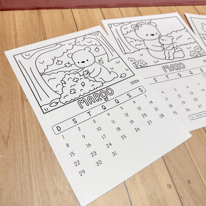 Kit Digital Calendário para Colorir Bobie Goods 2026 em Png  2