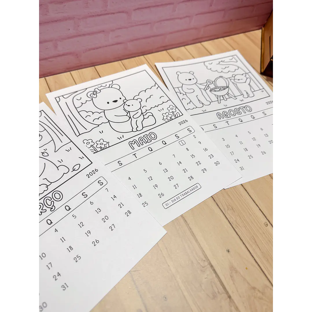 Kit Digital Calendário para Colorir Bobie Goods 2026 em Png  3