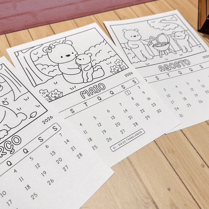 Kit Digital Calendário para Colorir Bobie Goods 2026 em Png  3