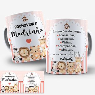 2 Artes para Caneca Padrinhos de Batismo Safari Dindo e Dinda Arquivo Editável 
