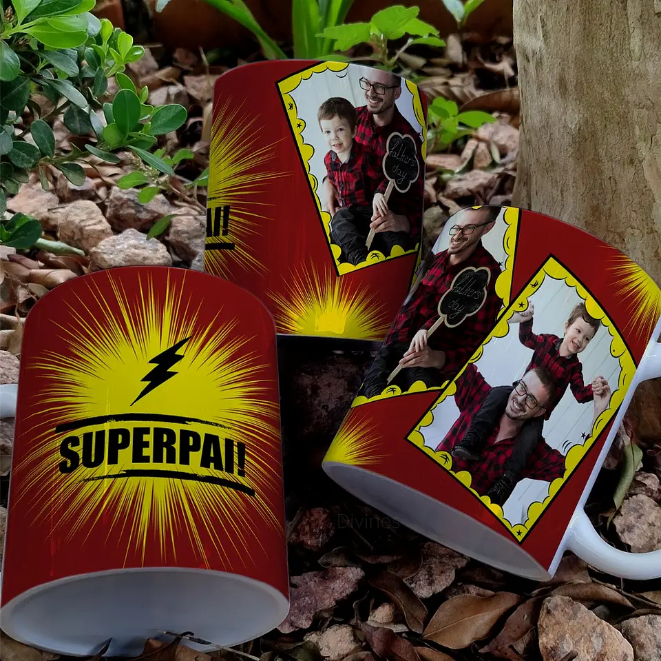 8 Artes para Caneca Dia dos Pais Heróis Arquivo Editável  4