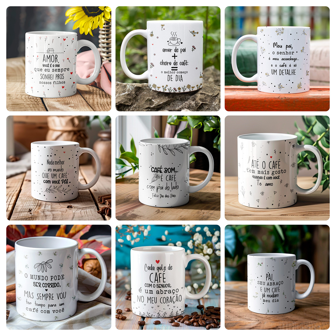 18 Artes para Caneca e Azulejo Dia dos Pais Minimalista Arquivo Editável  1