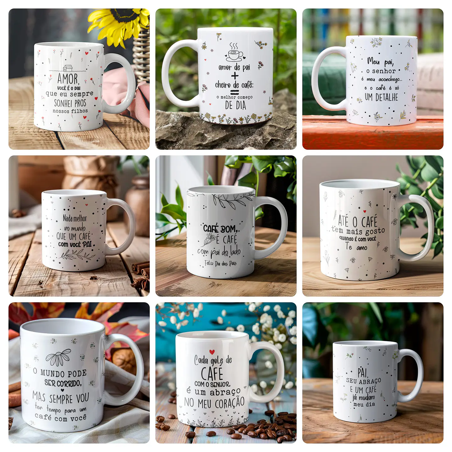 18 Artes para Caneca e Azulejo Dia dos Pais Minimalista Arquivo Editável  1