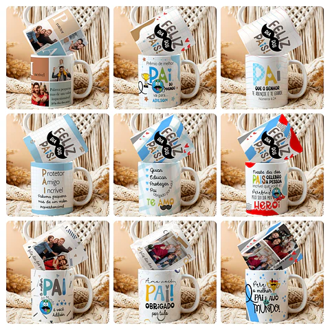 26 Artes para Caneca Dia dos Pais Arquivo Editável 