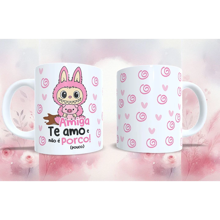 2 Artes para Caneca Labubu Amizade amigas Arquivo em Png 2