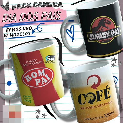 10 Artes para Caneca Dia Dos Pais Famosinho Arquivo em Jpg 