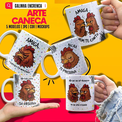 10 Artes para Caneca e Camisa Galinha Sarcasticas Arquivo Editável 