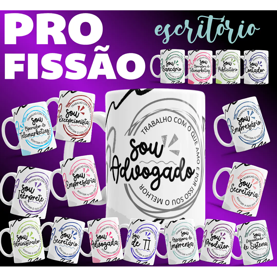 28 Artes para Caneca Profissões Arquivo Editável 1