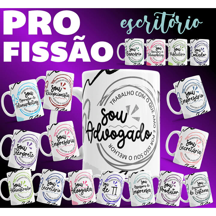 28 Artes para Caneca Profissões Arquivo Editável 1