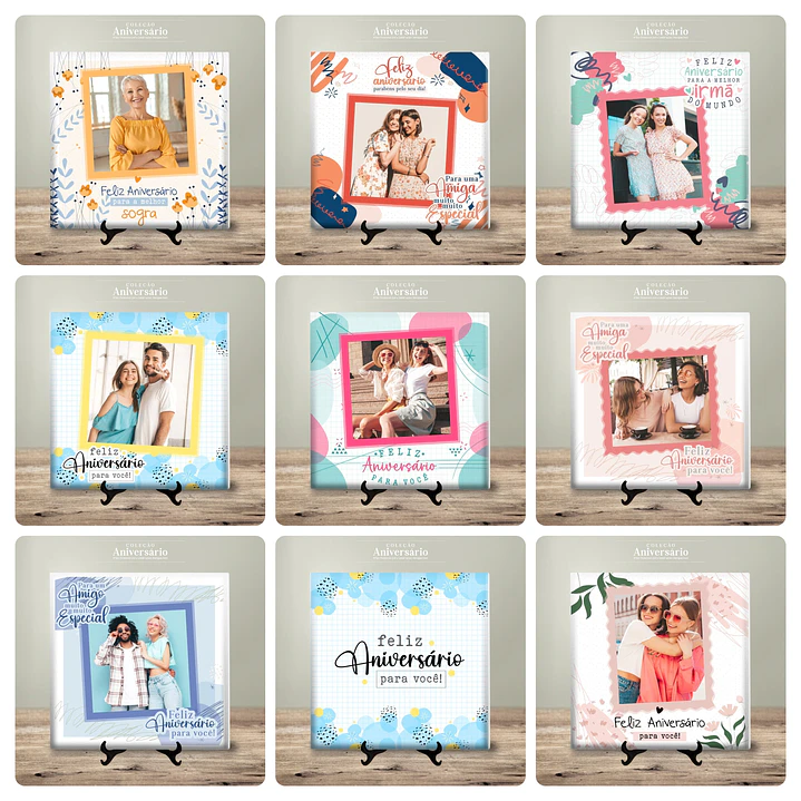 48 Artes para Caneca e Azulejo Feliz Aniversário Arquivo Editável  2