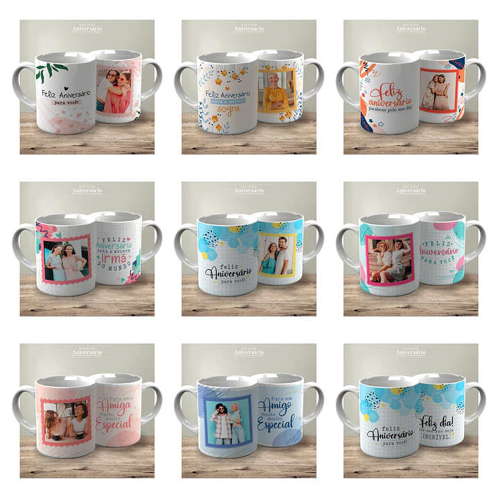48 Artes para Caneca e Azulejo Feliz Aniversário Arquivo Editável  4