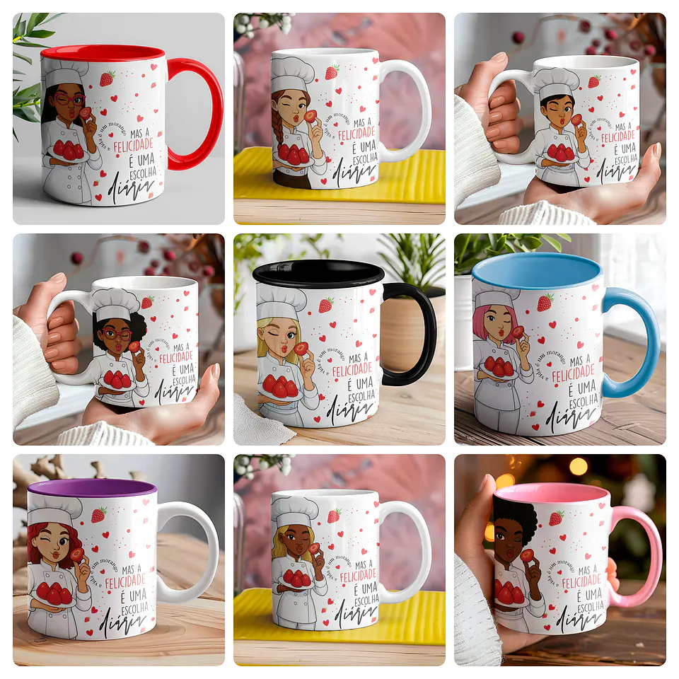 10 Artes para Caneca Confeiteira Morango Do Amor Arquivo em Jpg  1