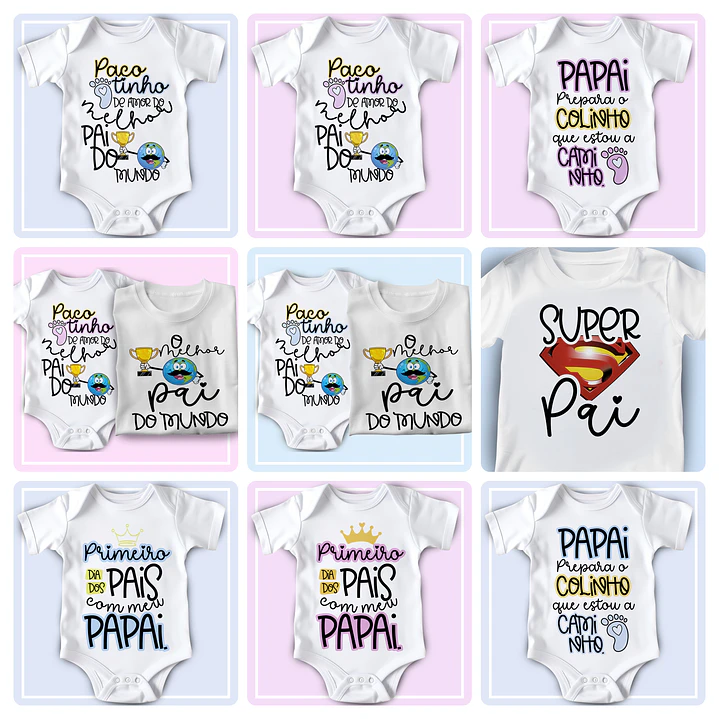 13 Artes para Camisa e Body Pais e Filhos Arquivos Editáveis 1