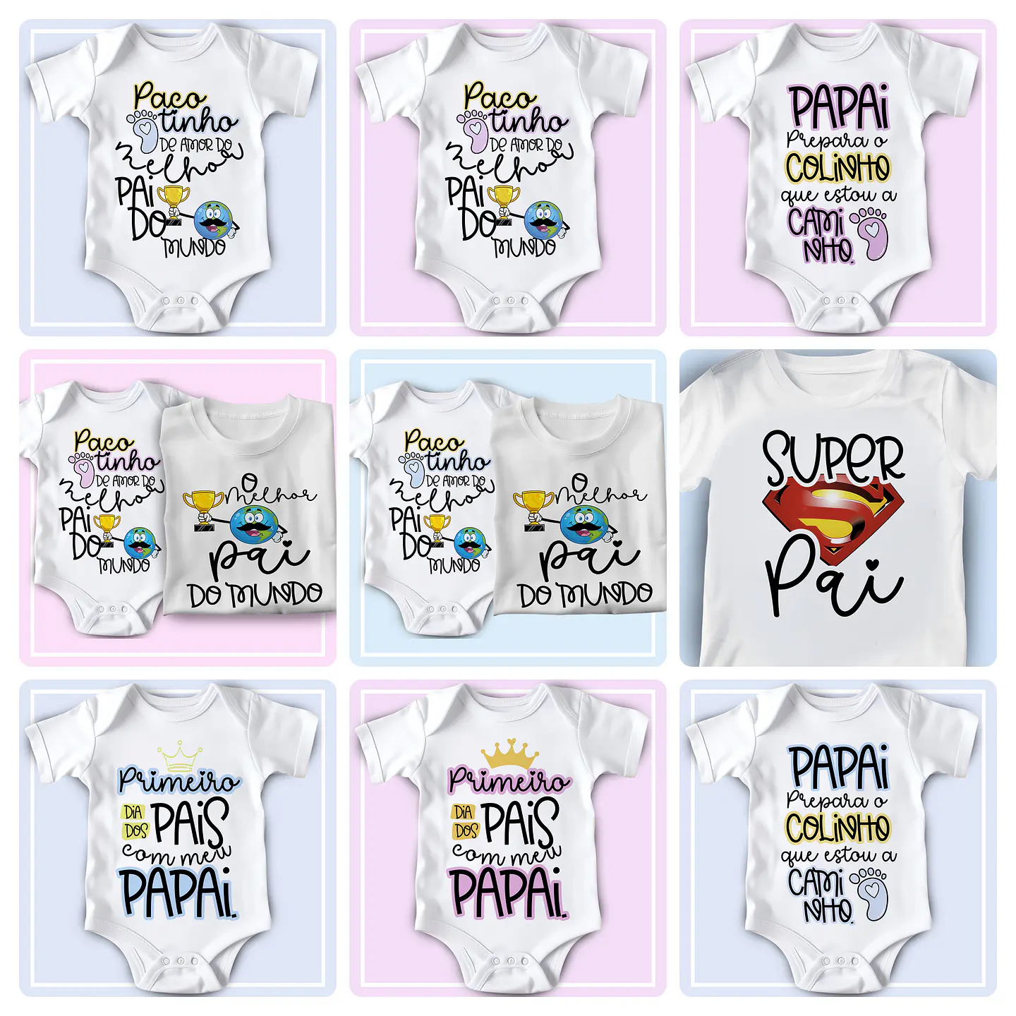 13 Artes para Camisa e Body Pais e Filhos Arquivos Editáveis 1