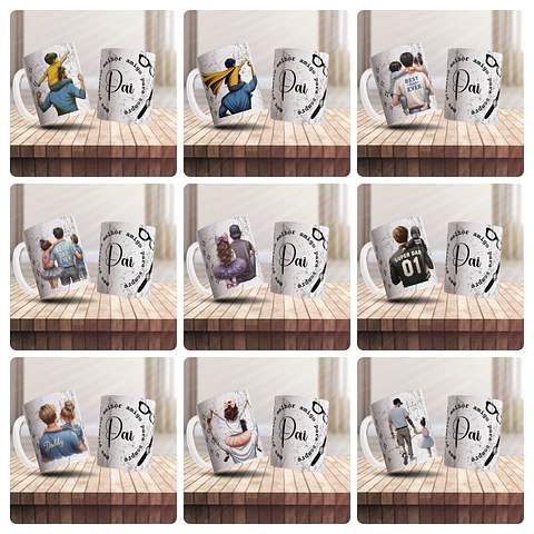 16 Artes para Caneca Dia dos Pais Meu melhor amigo Arquivo Editável 