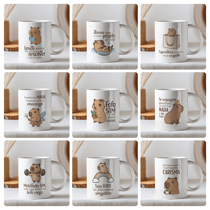 23 Artes para Caneca Capivara Frases Arquivo Editável  1