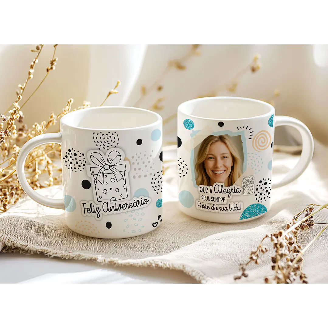 4 Artes para Caneca Feliz Aniversário Arquivo Editável   1
