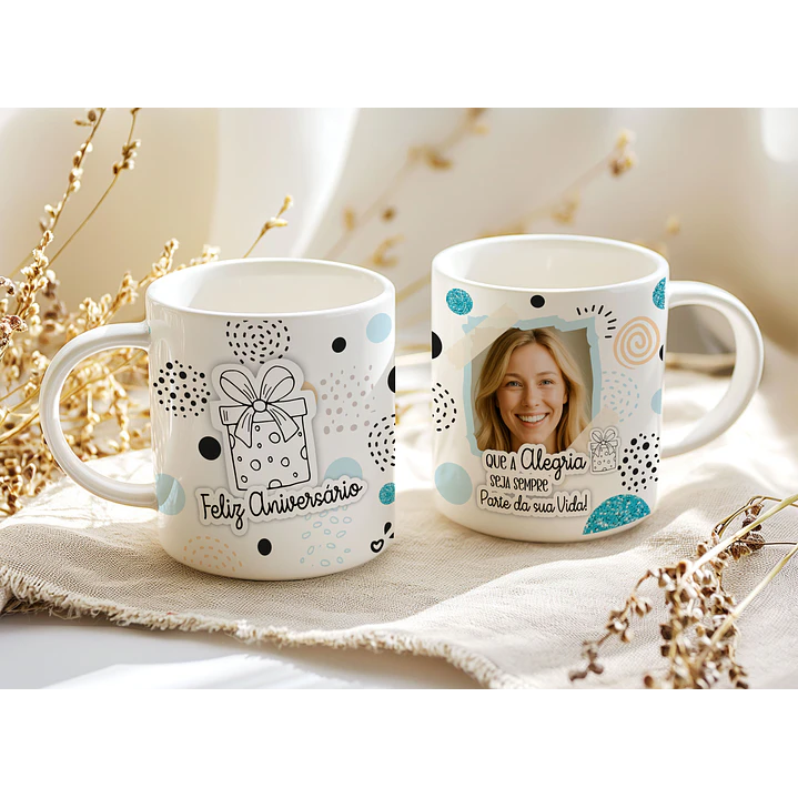 4 Artes para Caneca Feliz Aniversário Arquivo Editável   1
