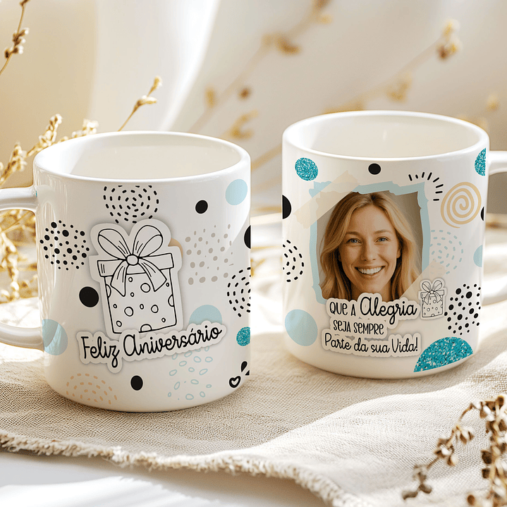 4 Artes para Caneca Feliz Aniversário Arquivo Editável   1