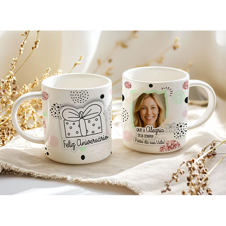 4 Artes para Caneca Feliz Aniversário Arquivo Editável   3